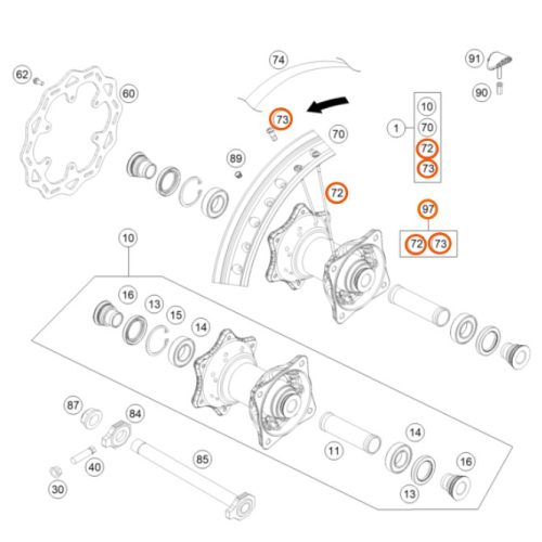 RADIO ARO 14 POSTERIOR 85 SX KIT COMPLETO 19-20