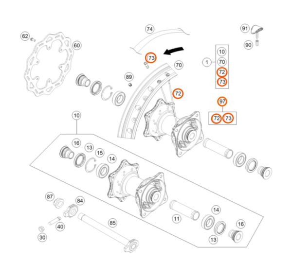 RADIO ARO 14 POSTERIOR 85 SX KIT COMPLETO 19-20