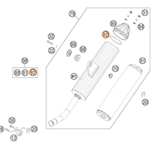 O RING DE PUNTA DE ESCAPE 54MM 0770055020