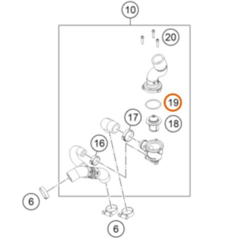 O RING DE SOPORTE DE TERMOSTATO 0770320020