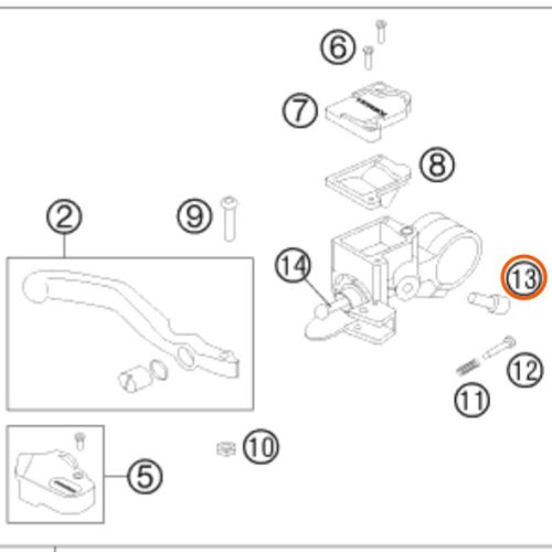 PERNO M5X10 DE SOPORTE DE BOMBA DE FRENO 50 SX 20-22