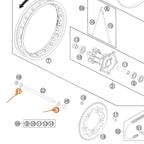 ARANDELA DE EJE POSTERIOR 65 SX