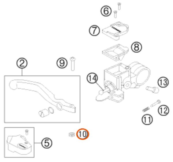 TUERCA DE MANIGUETA DE FRENO 50 SX 04-20