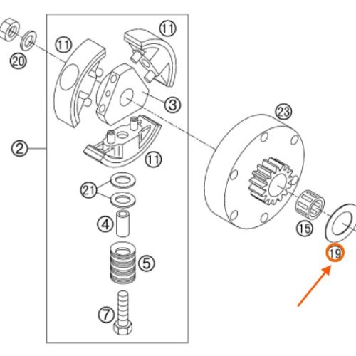 ARANDELA ESPACIADORA EMBRAGUE 50 SX 01-03
