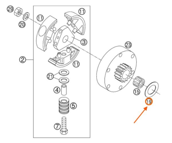 ARANDELA ESPACIADORA EMBRAGUE 50 SX 01-03