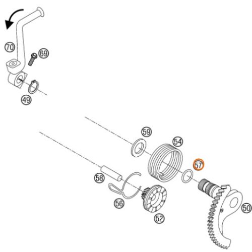 O RING DE EJE DE PATA DE ARRANQUE 50 SX 02-08 45133057000
