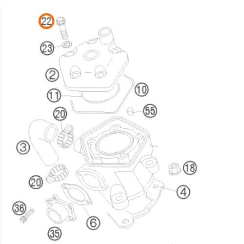 PERNO M7X38 DE CABEZOTE 65 SX