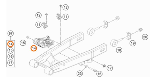GUIA DE CADENA 50/65 SX 16-19