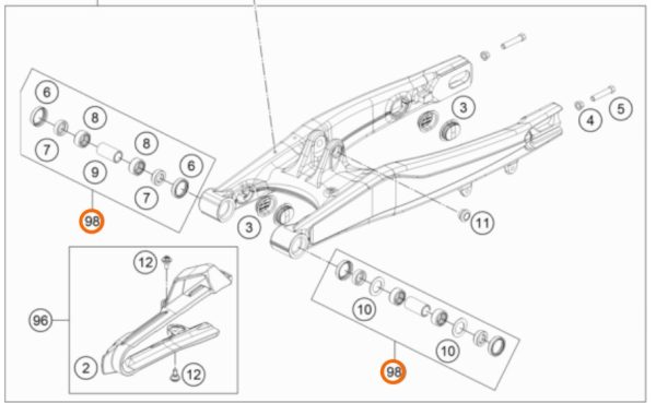 KIT DE REPARACION BASCULANTE 85 SX/FREERIDE12-19