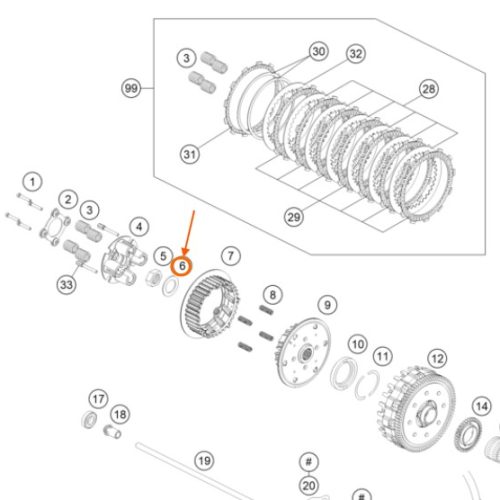 ARANDELA DE CANASTA DE EMBRAGUE 85 SX