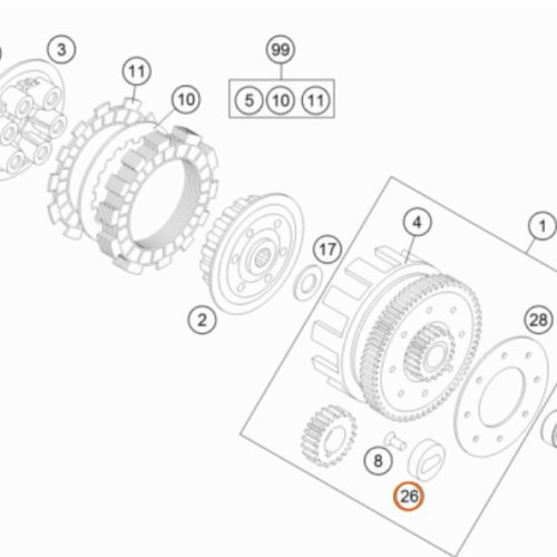 CENTRADOR DE CAMPANA DE EMBRAGUE 85/105 SX 03-14