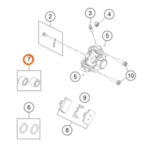 PISTON DE MORDAZA DE FRENO POSTERIOR 85 SX 18-19