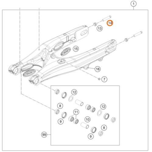 PERNO M10X50 DE CALIBRADOR DE CADENA SX/EXC