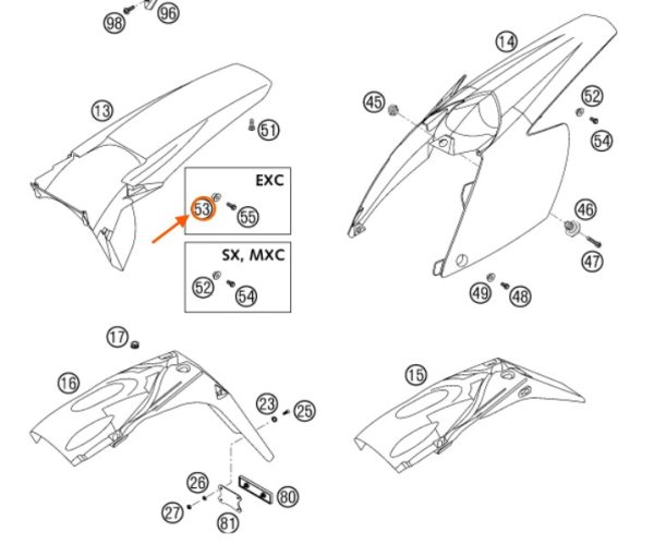BUJE DE GUARDAFANGO POSTERIOR EXC 01-03