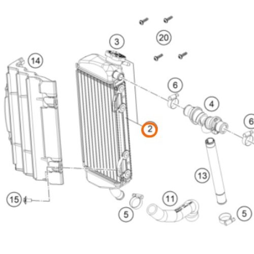RADIADOR 125-300 SX/EXC DERECHO 17-19