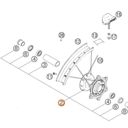 MANZANA DE ARO DELANTERO SX/EXC 03-04 GRIS