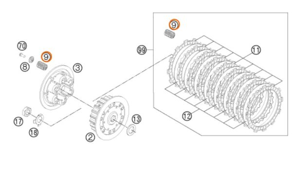SIMBRA DE EMBRAGUE 250/300 EXC/XC 07-12