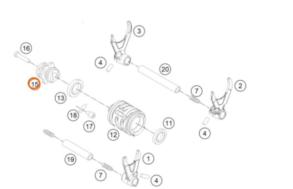 SOPORTE DE SELECTOR 250/300 EXC/FREERIDE 250 R 13-15