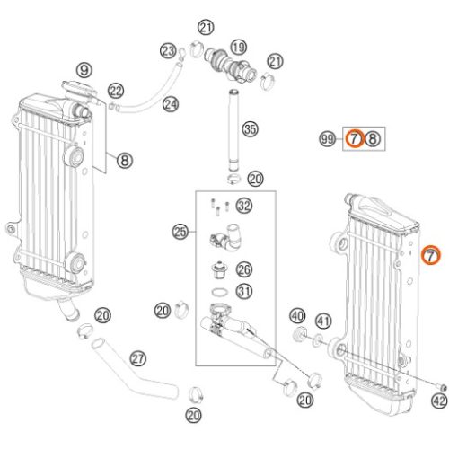 RADIADOR 125-300 SX/EXC IZQUIERDO 14-16