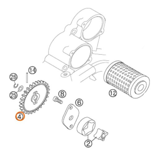 PIÑON DE BOMBA DE ACEITE 26T SX/EX 02-06