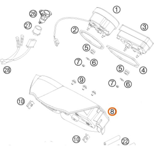 SOPORTE DE VELOCIMETRO Y TACOMETRO ADV 04-08