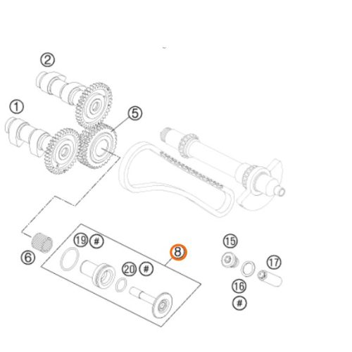 PERNO M8 DE SOPORTE DE PIÑON DE CADENILLA LC8