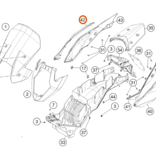 SPOILER POSTERIOR DERECHO 1190 NARANJA 13-14