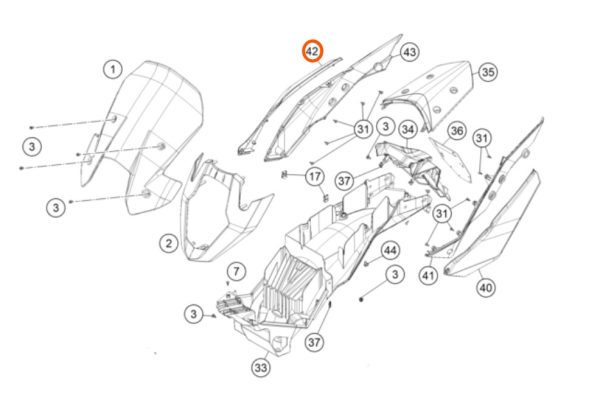 SPOILER POSTERIOR DERECHO 1190 NARANJA 13-14