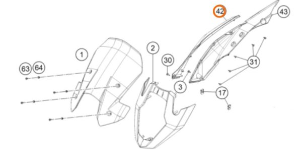 SPOILER POSTERIOR DERECHO 1190 16 NARANJA