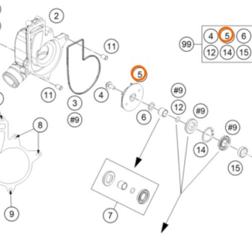 PROPELA DE BOMBA DE AGUA 990/RC8/1190