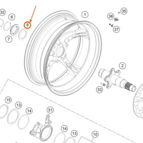 ARANDELA DE EJE POSTERIOR 1290 S.DUKE 14-15