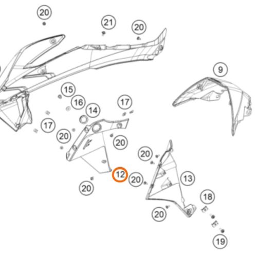 SPOILER DELANTERO DERECHO INTERNO 790 ADV 19