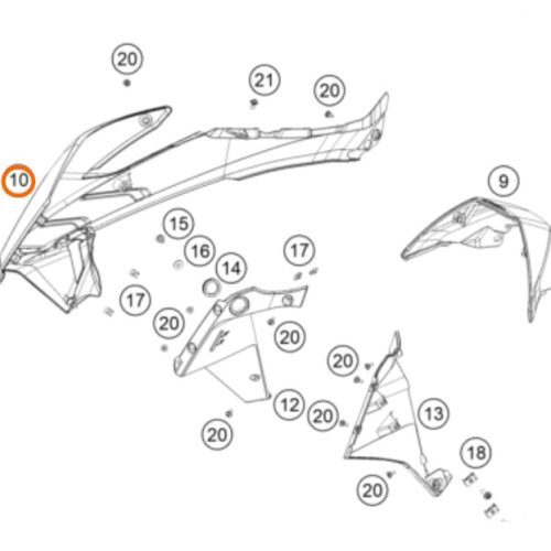 SPOILER DELANTERO DERECHO 790 ADV BLANCO 19