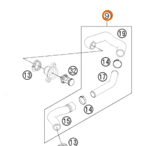 MANGUERA DE RADIADOR DELANTERA 119 RC8 08-2012