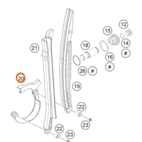SOPORTE DE GUIA Y TENSOR DE DISTRIBUCION 690 ENDURO