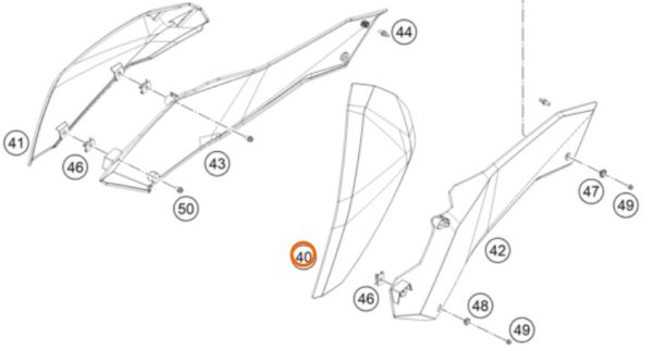SPOILER IZQUIERDO NARANJA 690 END 2008/2012