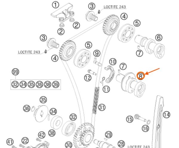 ARBOL DE LEVAS DE ESCAPE 250 SX-F 07-08