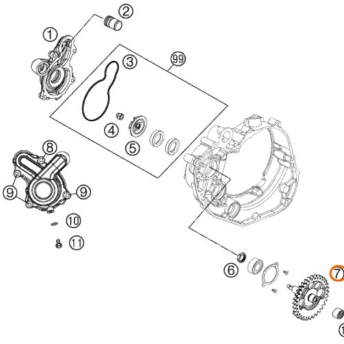 PIÑON DE EJE DE BALANZA/BOMBA DE AGUA 32T 450 SX-F