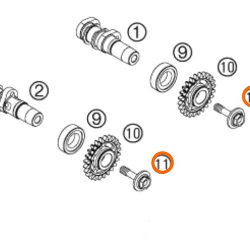 PERNO M10X39 DE PIÑON DE ARBOL DE  LEVAS 450/505 SX