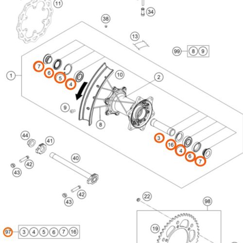 KIT DE REPARACION MANZANA POST 250/350 SX-F 2020