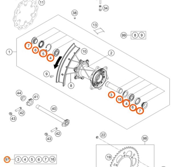 KIT DE REPARACION MANZANA POST 250/350 SX-F 2020