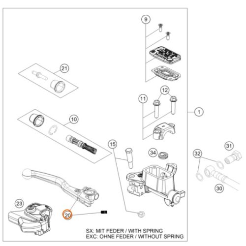 MANIGUETA DE FRENO SX/EXC BREMBO 14-20
