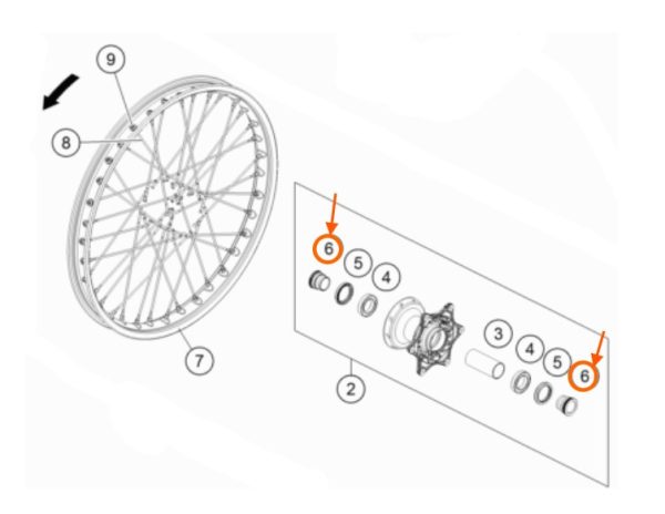 BUJE DE RUEDA DELANTERA SX-EXC