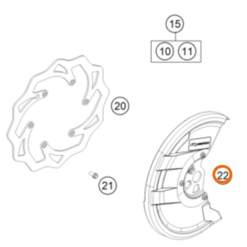 PROTECTOR DE DISCO DE FRENO DEL SX/EXC 03-15