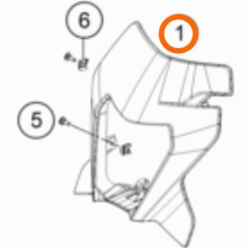 GUARDAFANGO DELANTERO SX/EXC NARANJA 16-23