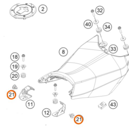 PERNO/BUJE SOPORTE DE ASIENTO 200 DUKE 12-18
