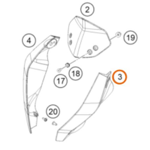 MASCARILLA DE FARO IZQ. NARANJA 200 DUKE 17-20