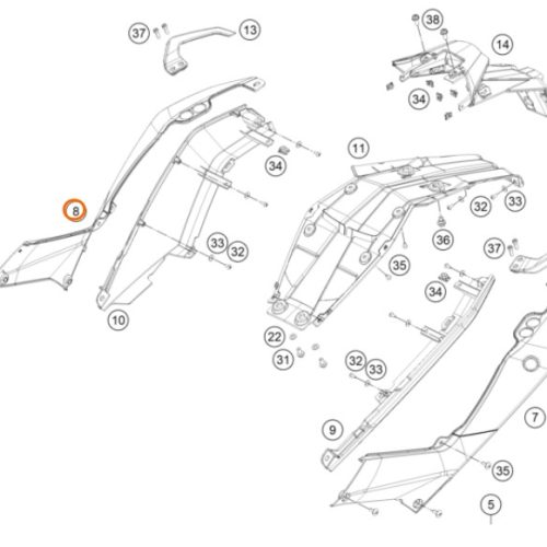 SPOILER DERECHO 200 DUKE NARANJA