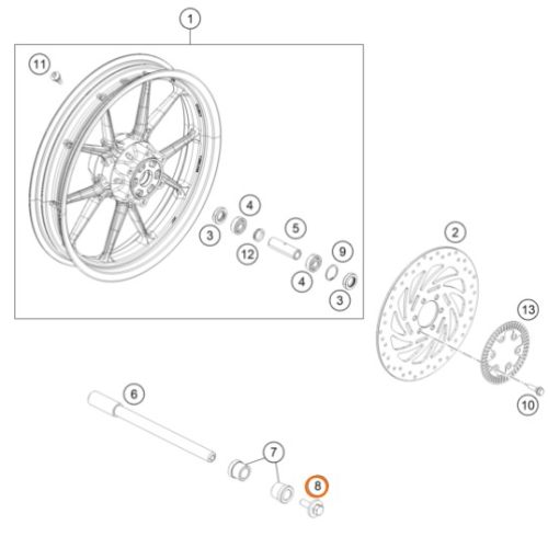 PERNO M8 DE EJE DELANTERO