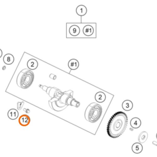 PERNO M6X12 DE CENTRO DE MOTOR 250/390 DUKE 13-19